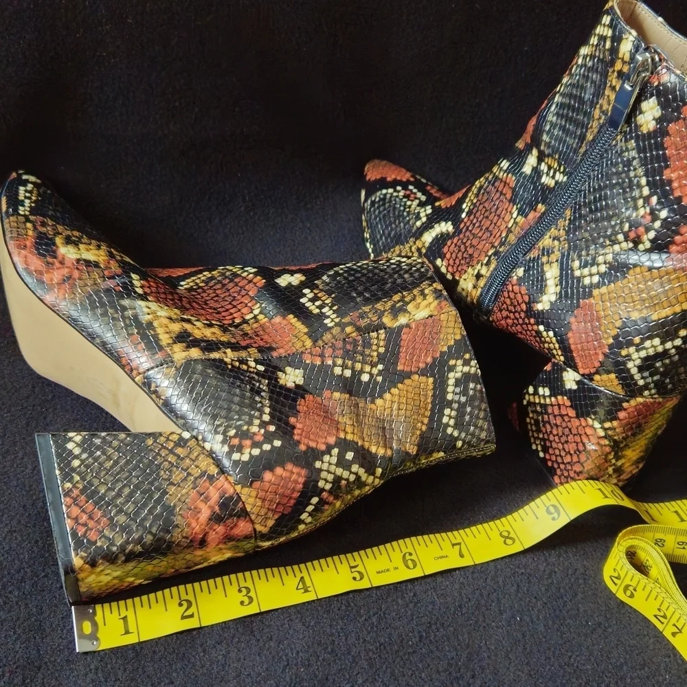 Steve Madden Nix Multicolor Snakeskin Print Ankle Boots - Size 10